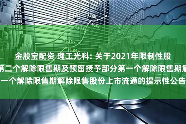 金股宝配资 理工光科: 关于2021年限制性股票激励计划首次授予部分第二个解除限售期及预留授予部分第一个解除限售期解除限售股份上市流通的提示性公告内容摘要