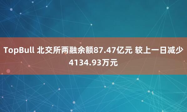 TopBull 北交所两融余额87.47亿元 较上一日减少4134.93万元