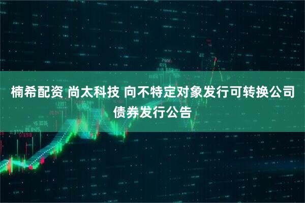 楠希配资 尚太科技 向不特定对象发行可转换公司债券发行公告